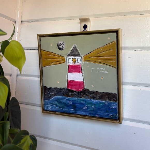 Lighthouse + Moon Wall Hanging Art - Picture 1 of 5